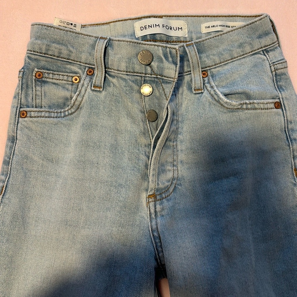 Aritzia Denim Forum size 23 Arlo high rise straight light blue